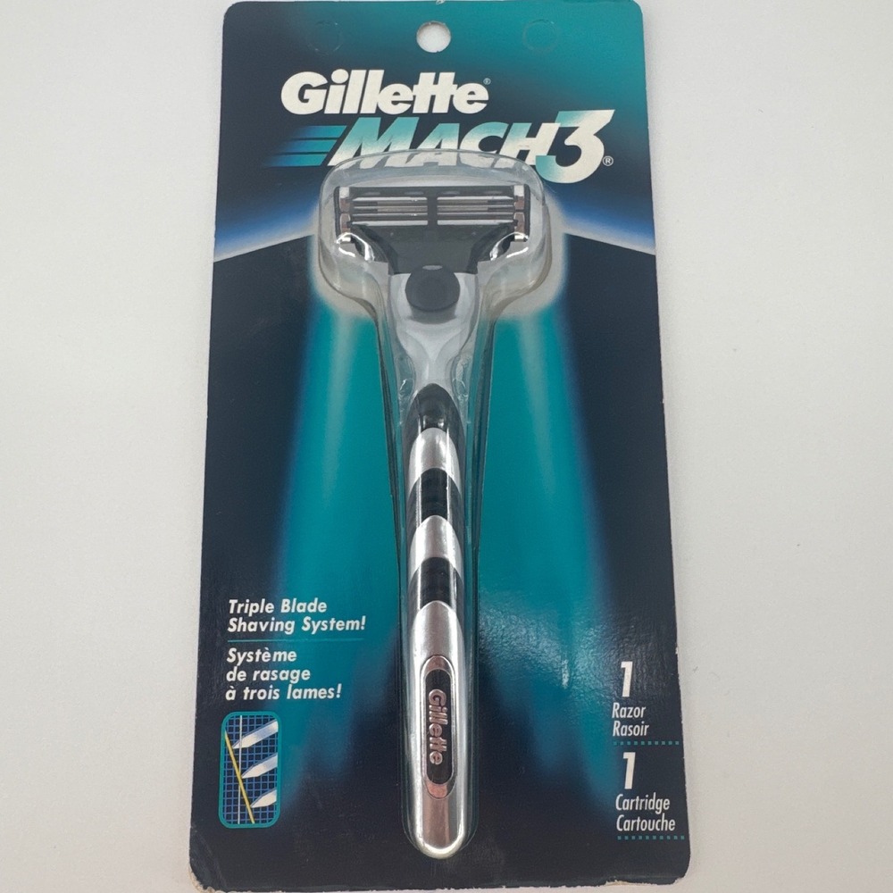 Gillette Mach3 Mens Vintage Razor Silver/Black Triple Blade Shaving System